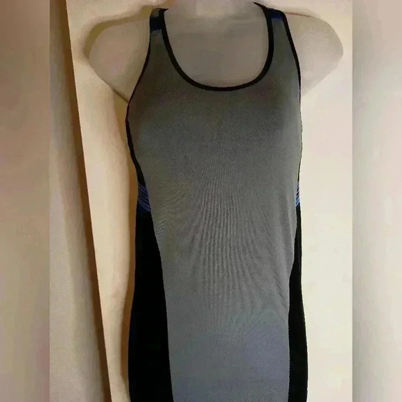 ATHLETA Gray Racerback Tank Top with Black Accents (#659) - Picture 1 of 5